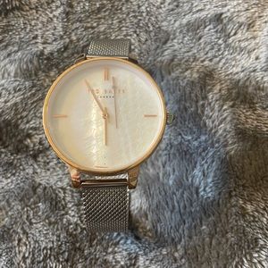 Ted Baker Mother of Pearl Watch-Stainless Steel Mesh Band